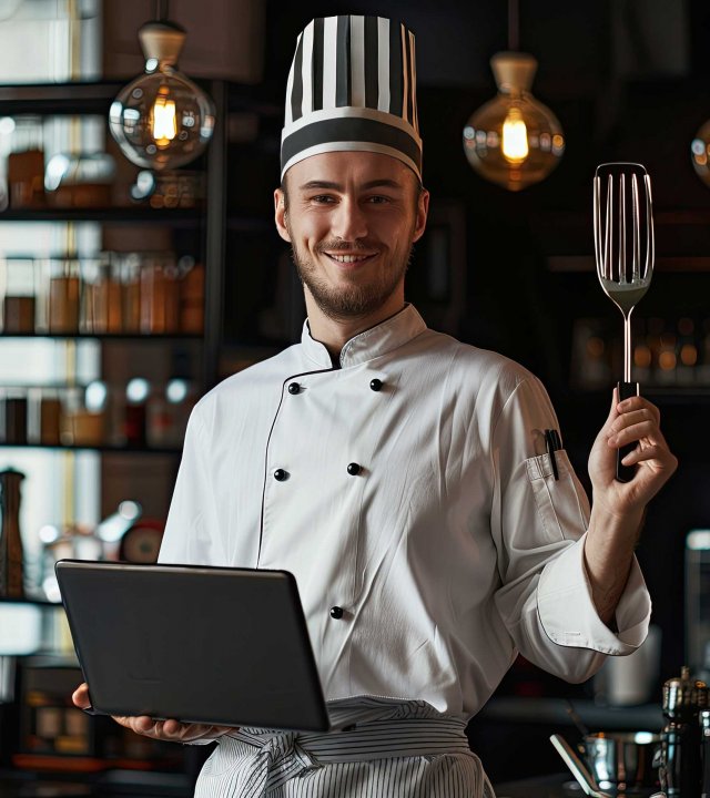 chef-posing-while-holding-spatula-right-hand-laptop-left-hand-2